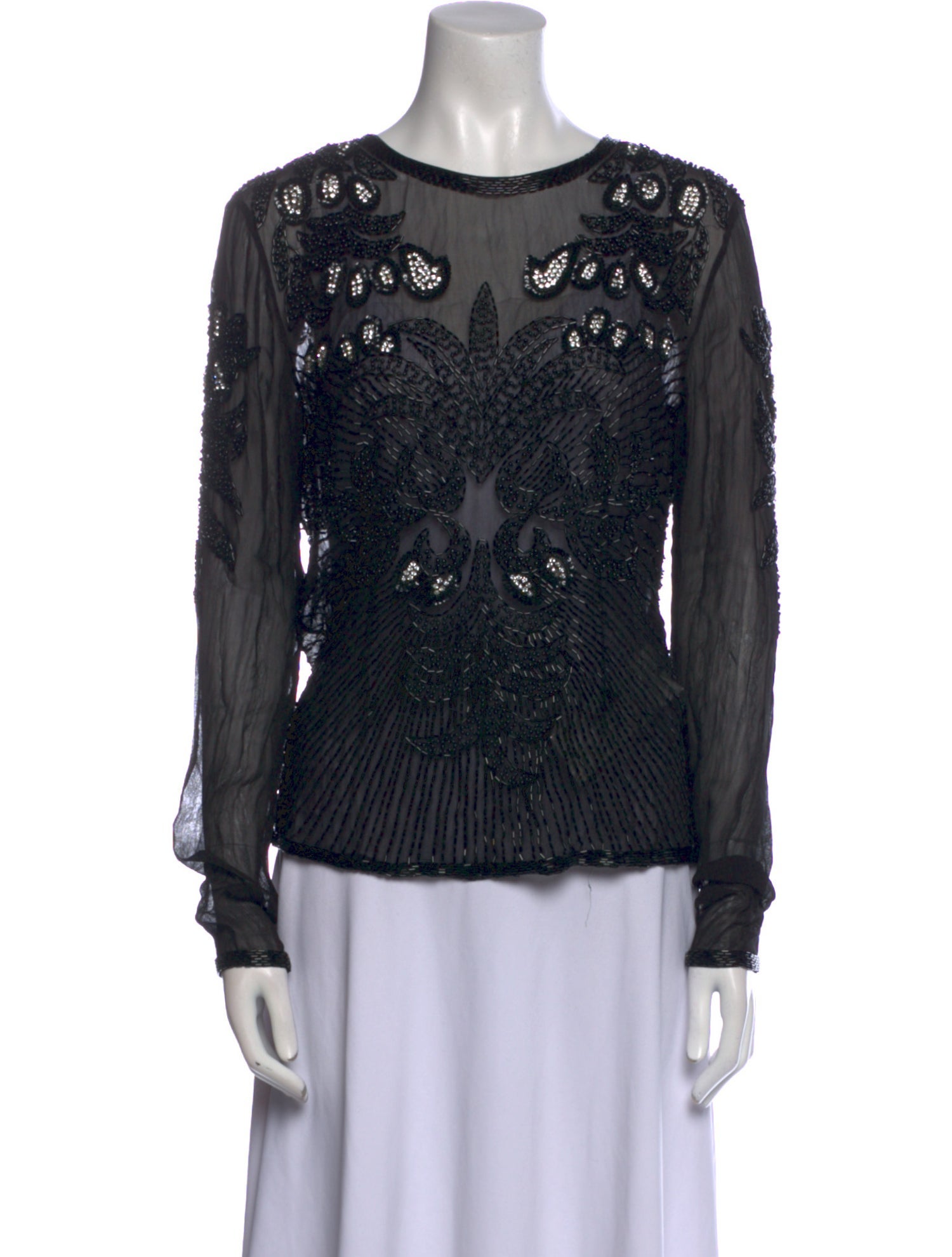 Dodo Bar Or Lace Pattern Scoop Neck Blouse