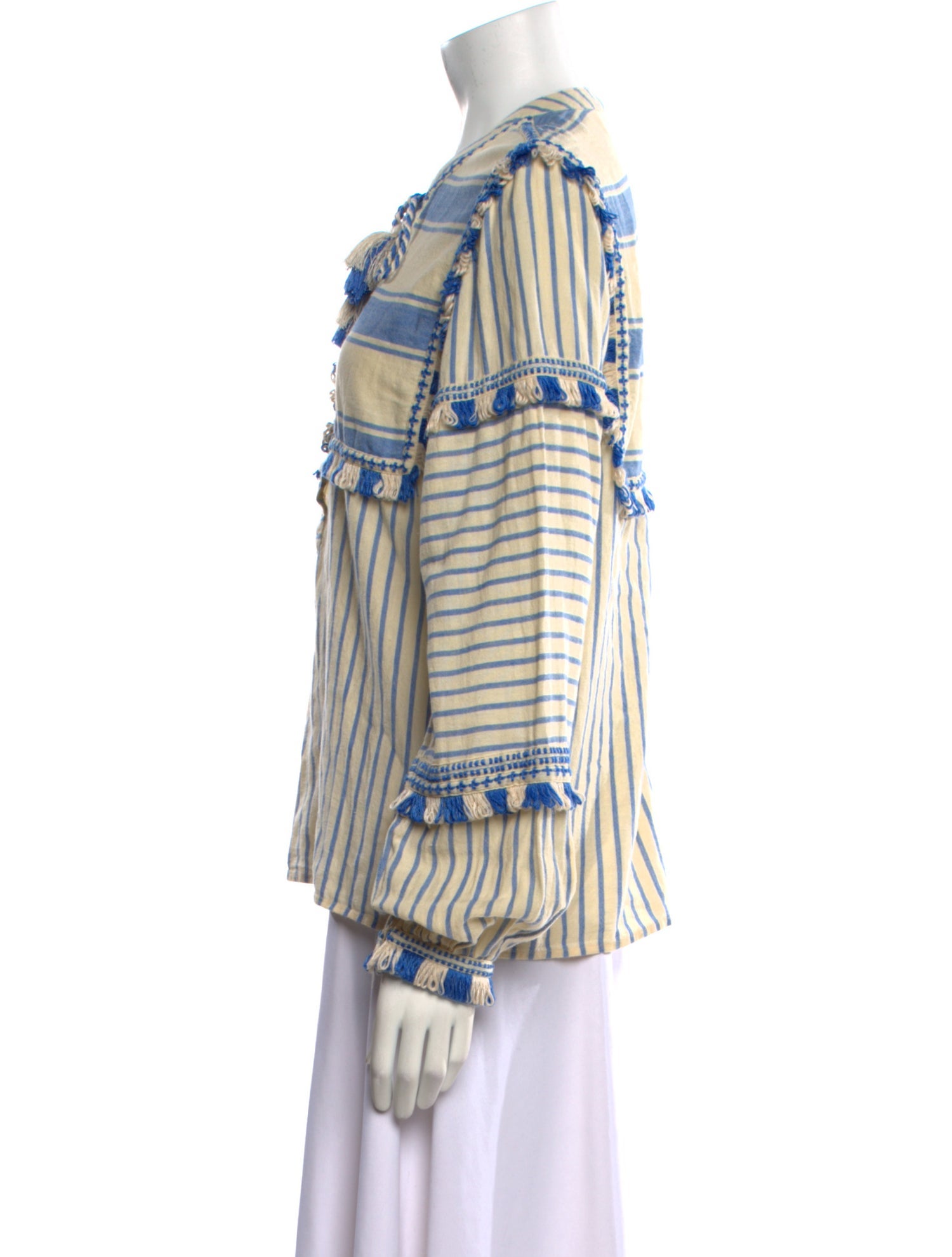 Dodo Bar Or Striped Tie Neck Blouse