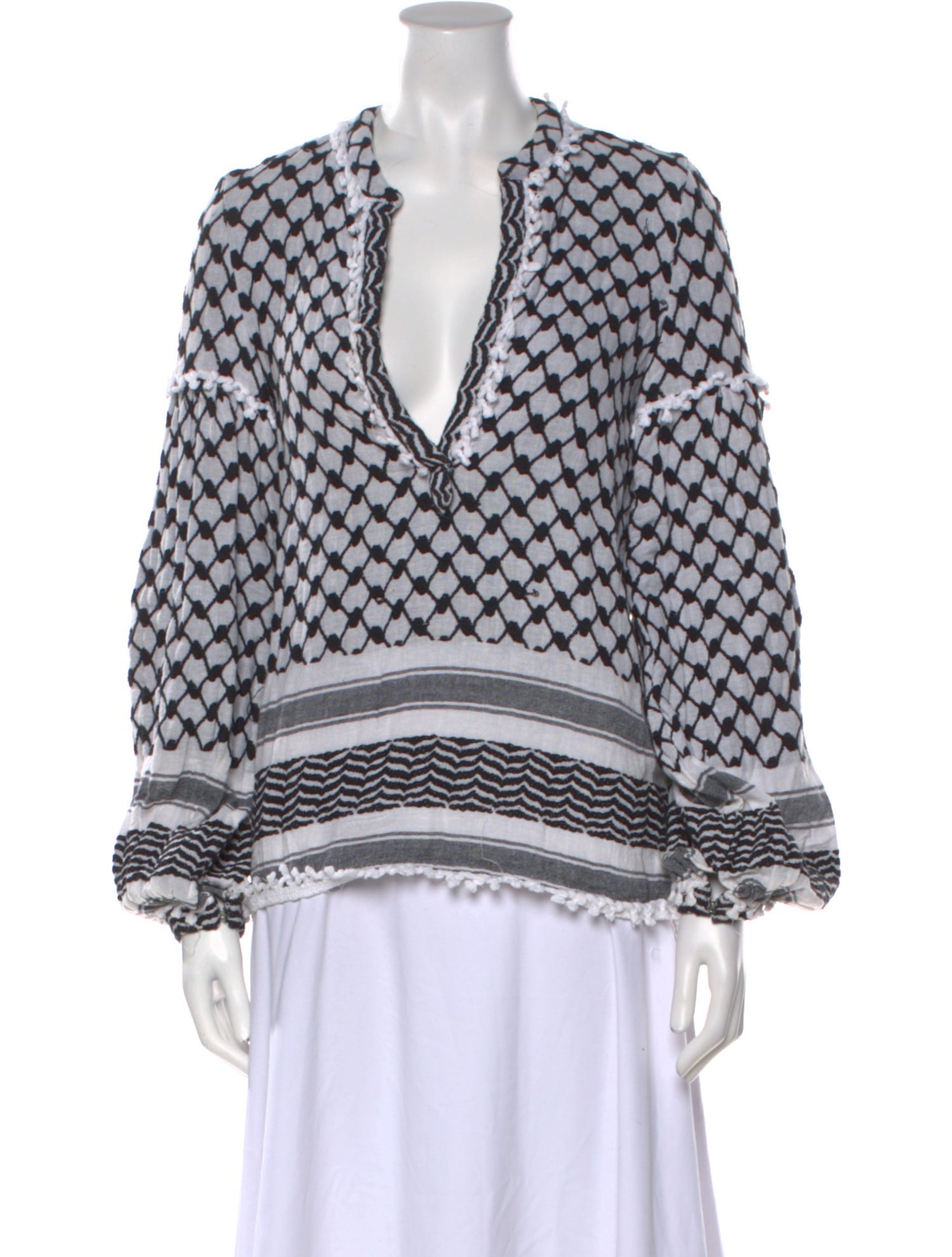 Dodo Bar Or Printed V-Neck Blouse