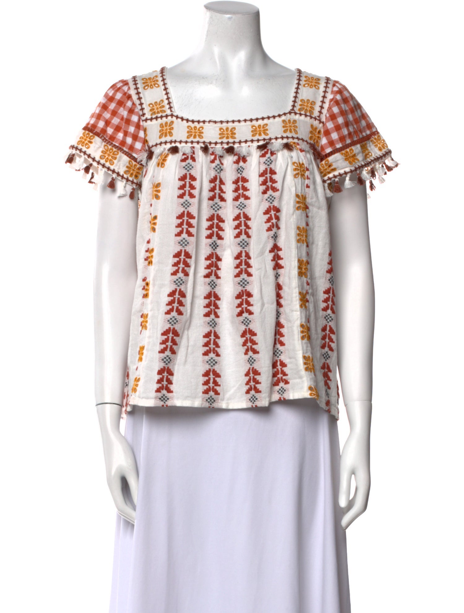 Dodo Bar Or Printed Square Neckline Blouse