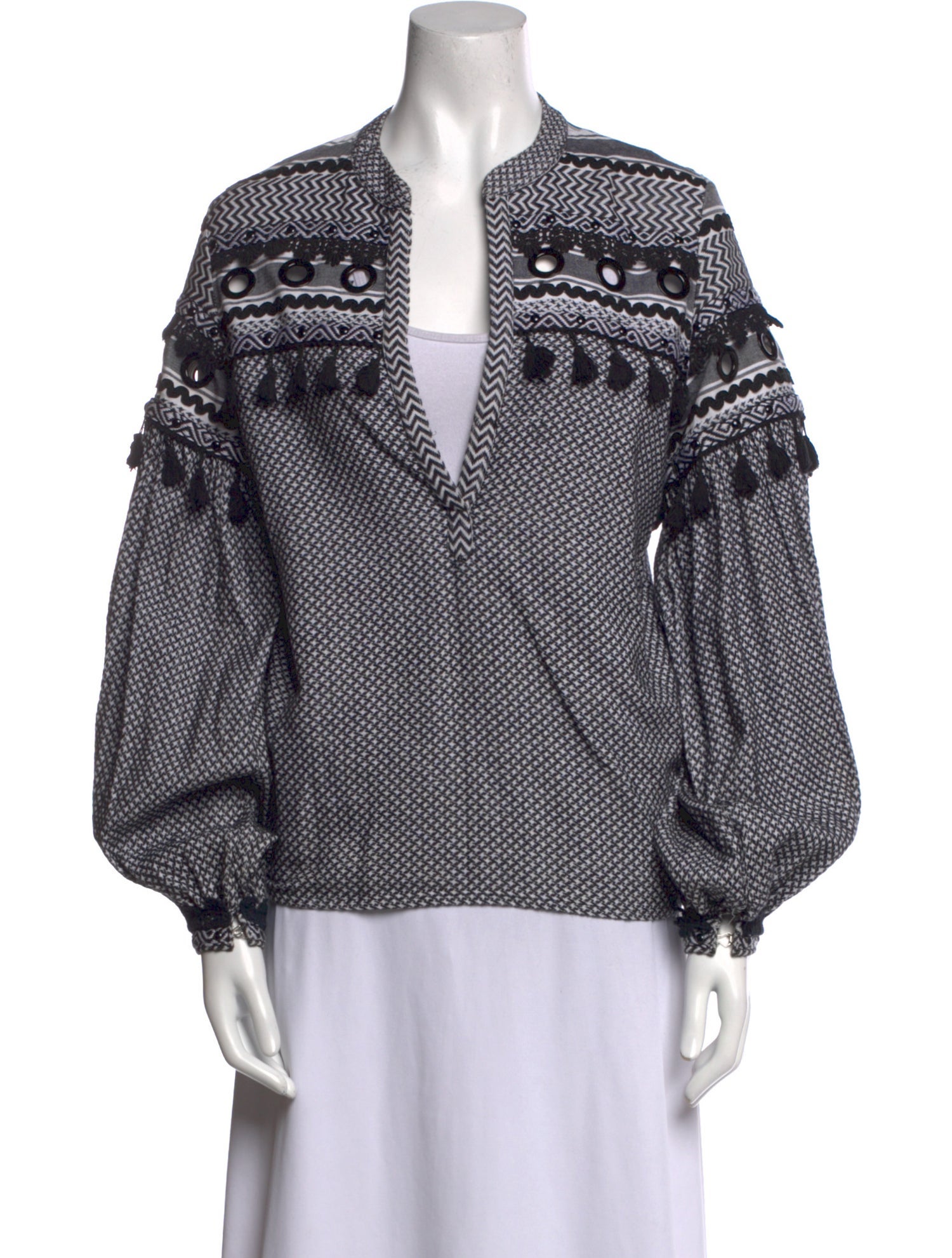 Dodo Bar Or Printed V-Neck Blouse