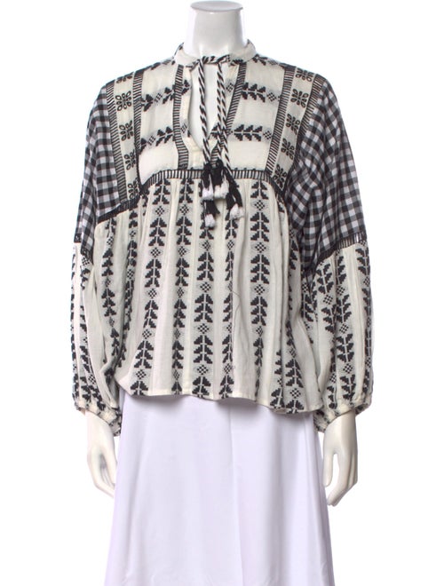 Dodo Bar Or Printed Mock Neck Blouse