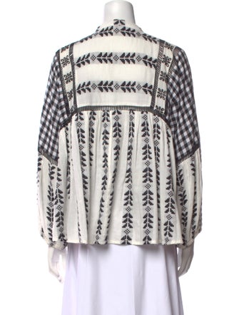 Dodo Bar Or Printed Mock Neck Blouse