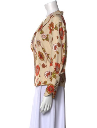 Dodo Bar Or Floral Print Three-Quarter Sleeve Button-Up Top