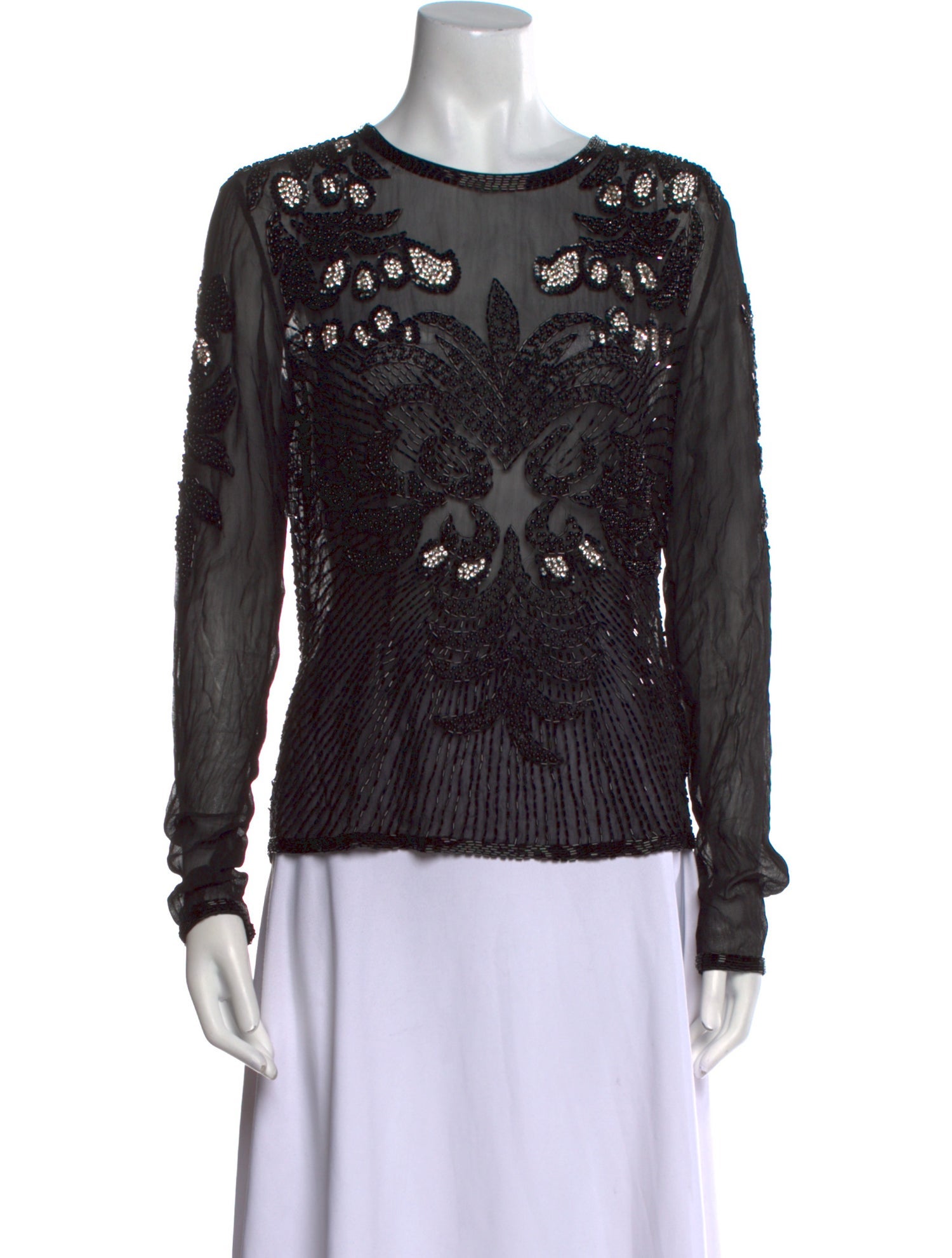 Dodo Bar Or Lace Pattern Bateau Neckline Top