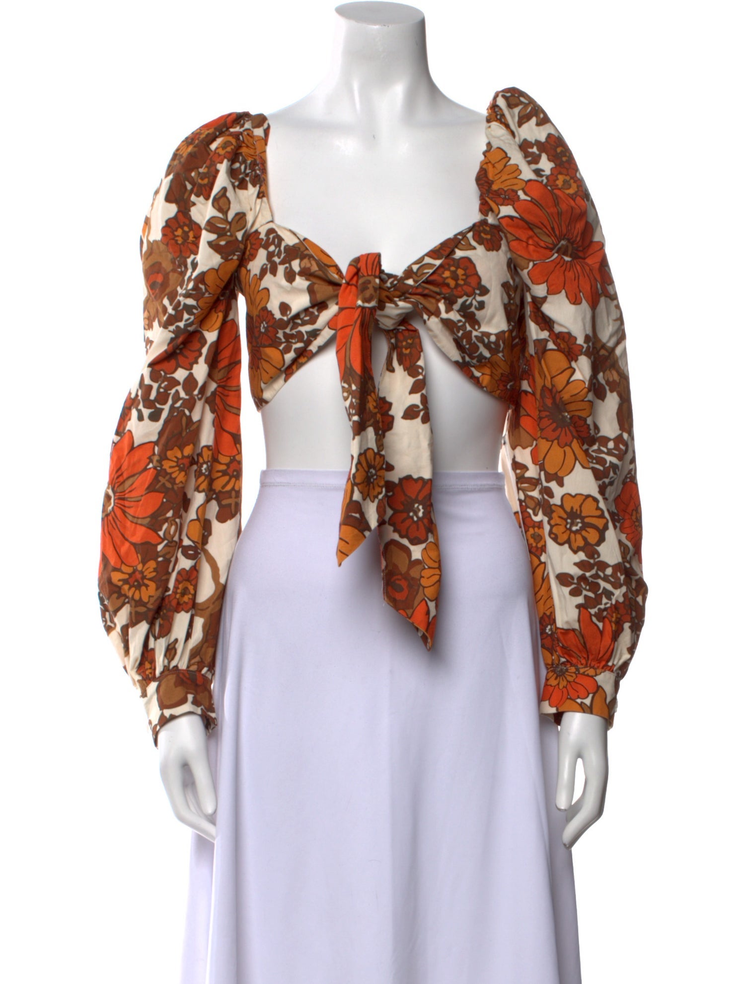 Dodo Bar Or Floral Print V-Neck Crop Top