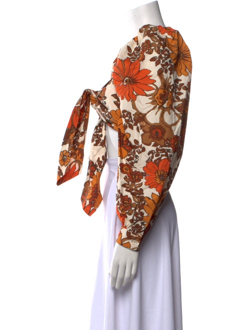 Dodo Bar Or Floral Print V-Neck Crop Top