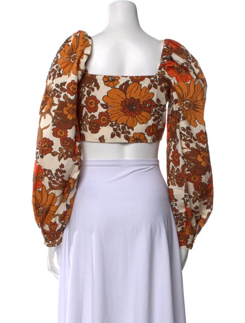 Dodo Bar Or Floral Print V-Neck Crop Top