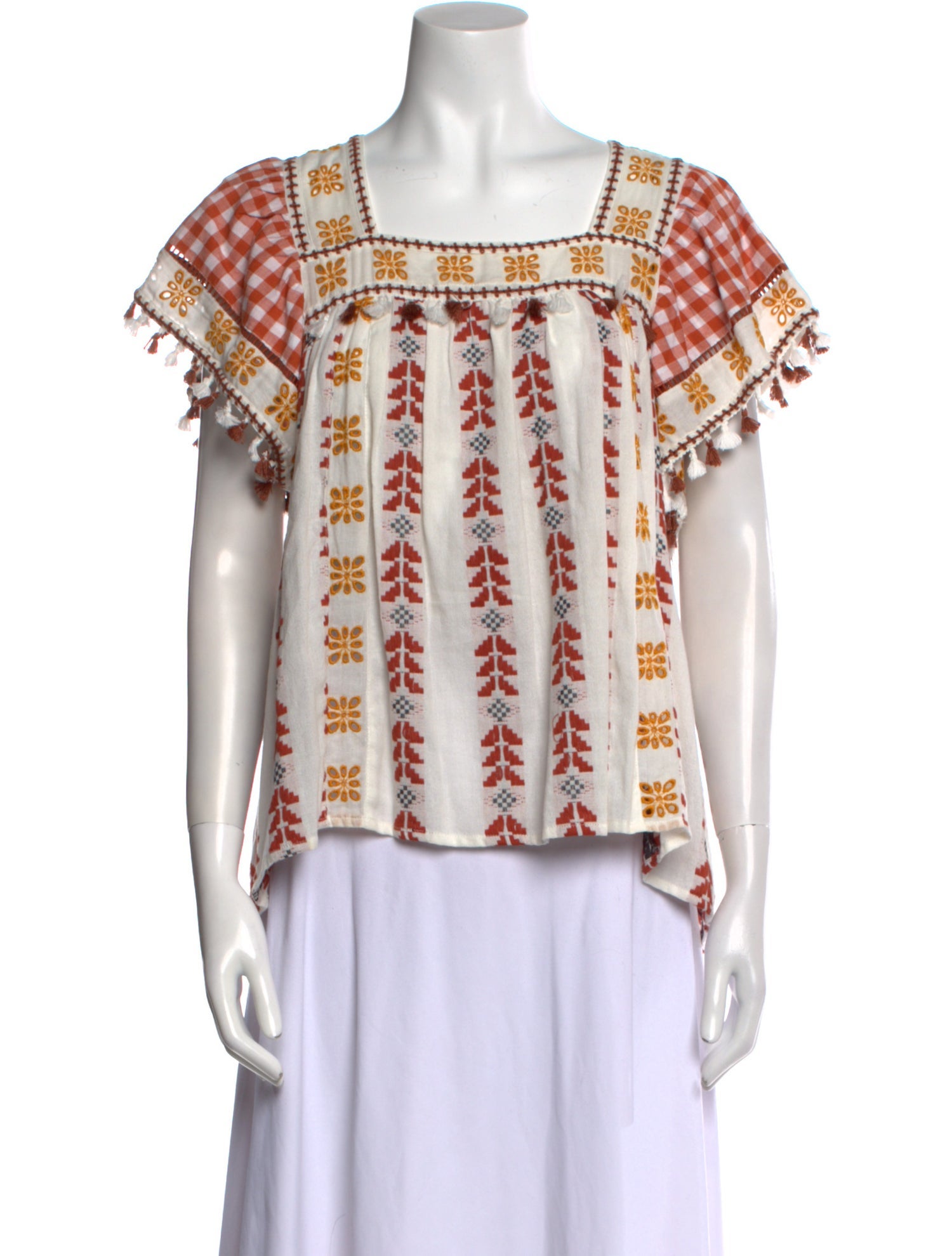 Dodo Bar Or Printed Square Neckline Blouse