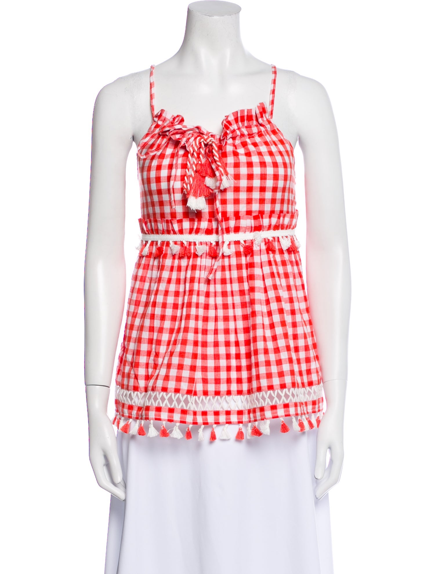 Dodo Bar Or Plaid Print Square Neckline Top