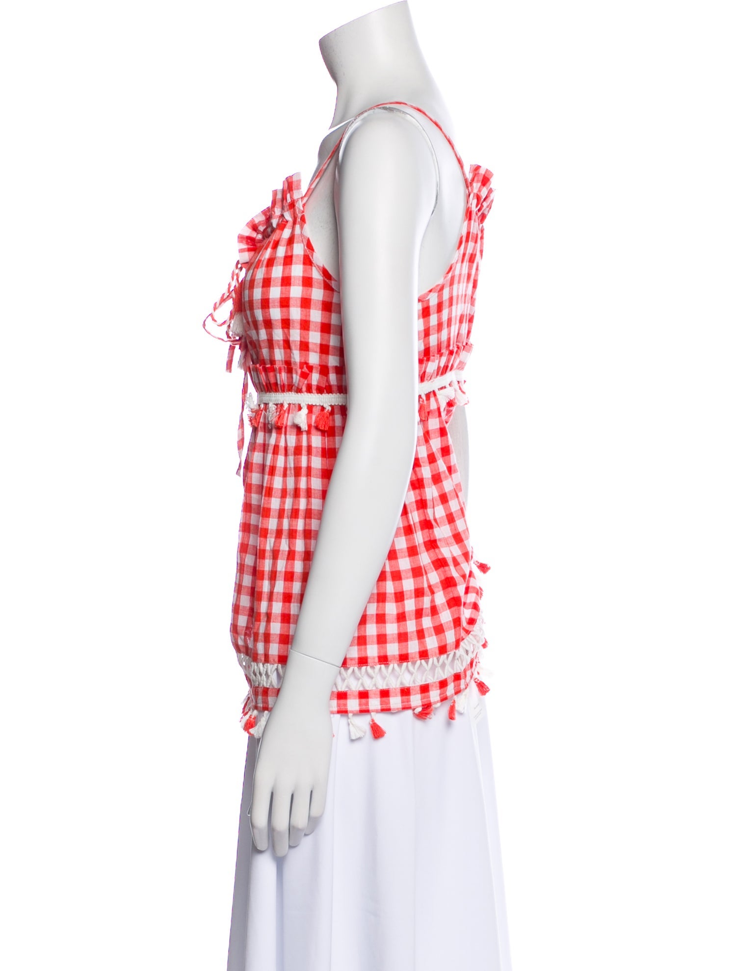 Dodo Bar Or Plaid Print Square Neckline Top