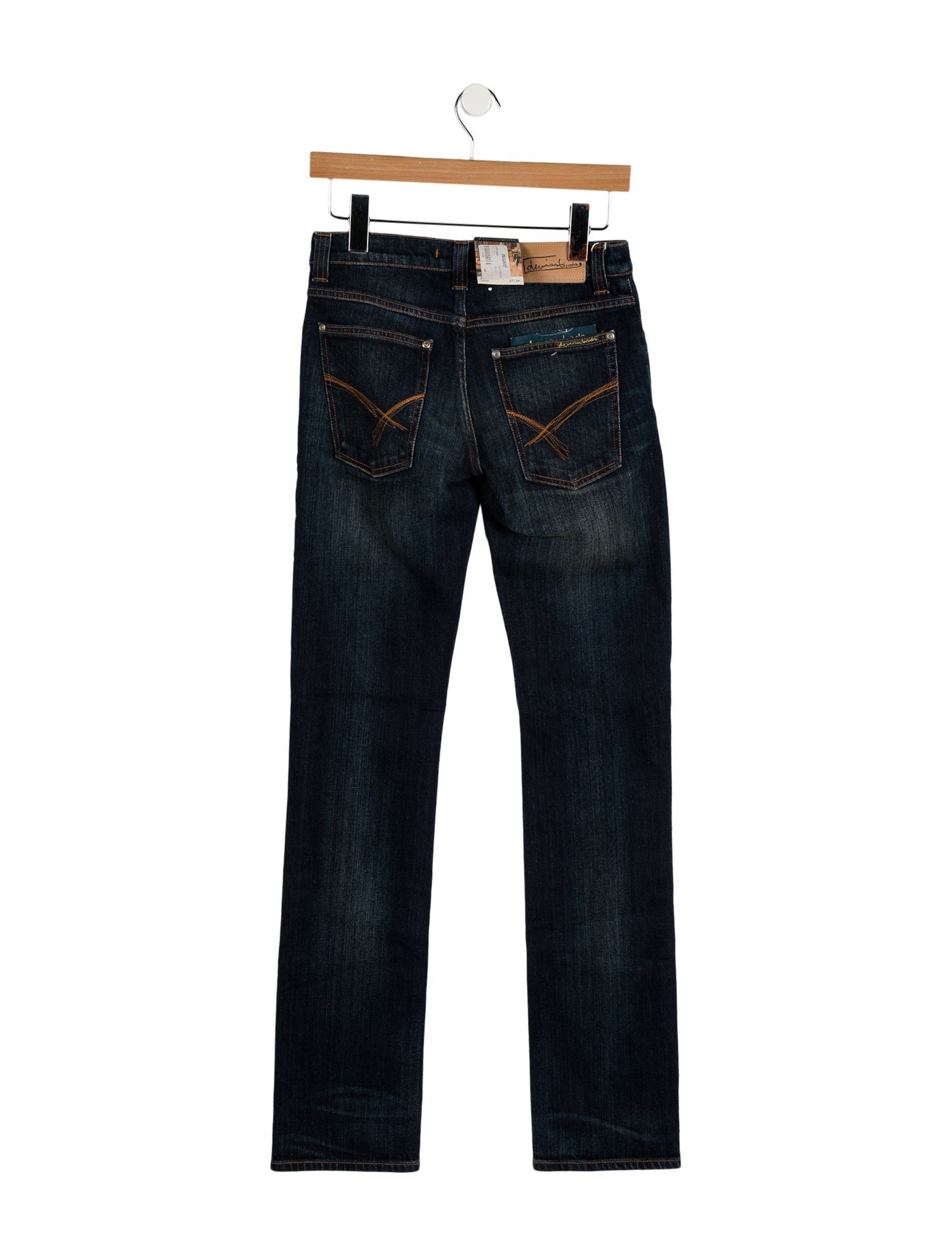 Denim Birds Low-Rise Straight Leg Jeans