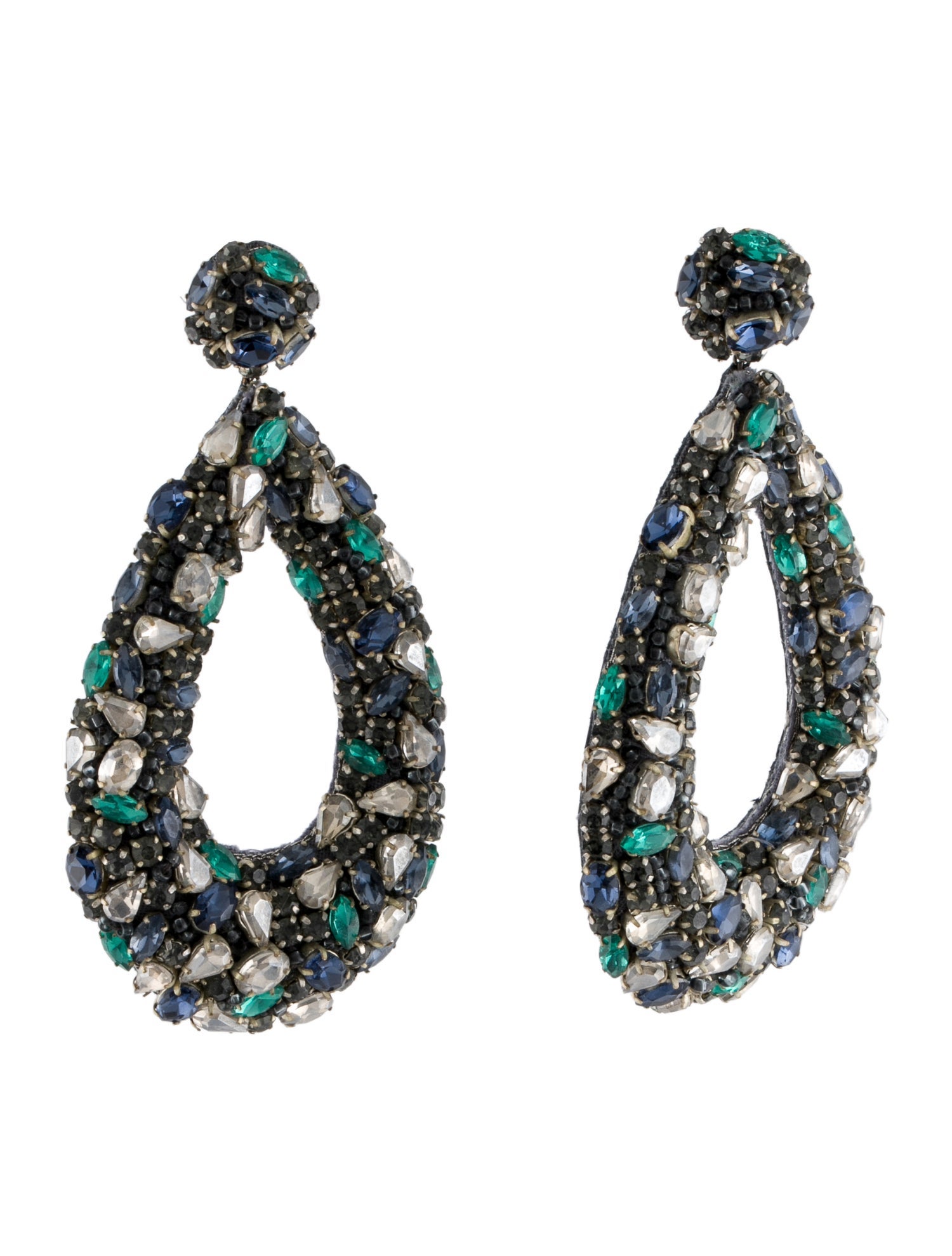 Deepa Gurnani Crystal, Bead & Leather Drop Earrings