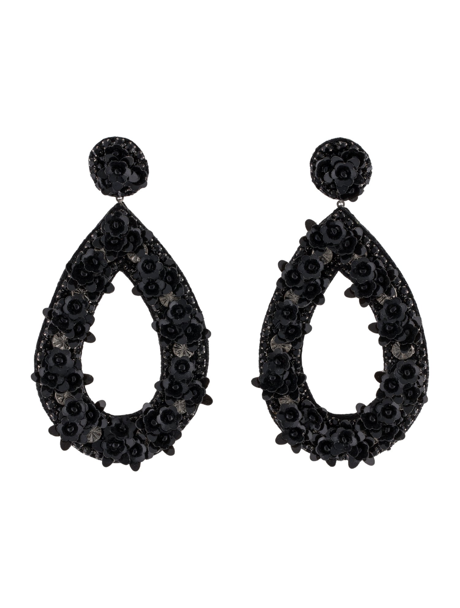 Deepa Gurnani Sequins Beaded Tear Drop Earrings
