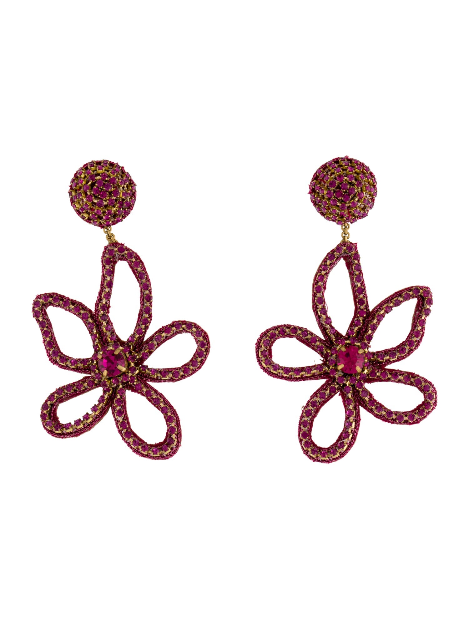 Deepa Gurnani Crystal Fiorella Flower Drop Earrings