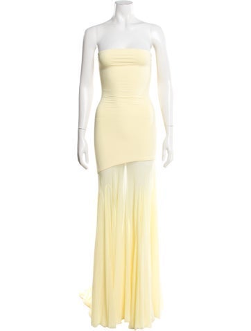 Pre-owned Deme Strapless Long Dress In Yellow