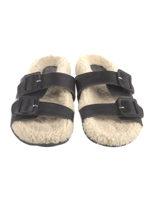 Definery Leather Animal Print Slides