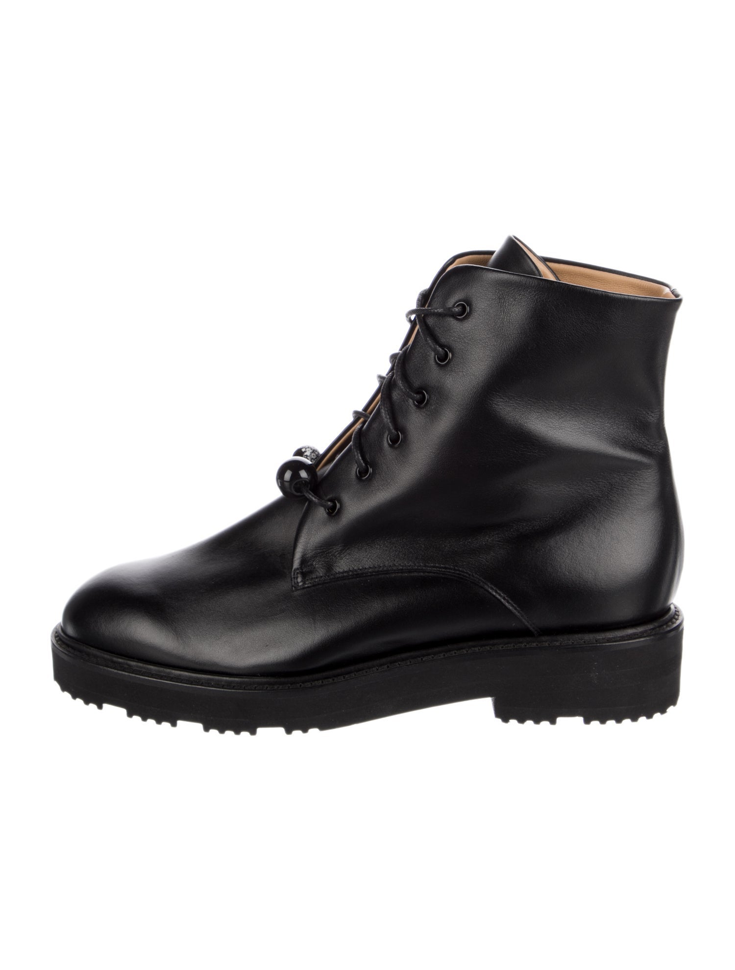 Dear Frances Leather Beaded Accents Combat Boots w/ Tags