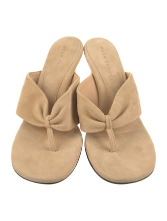 Dear Frances Suede Leather Trim Embellishment Slides