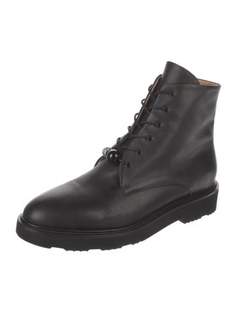 Dear Frances Leather Beaded Accents Combat Boots