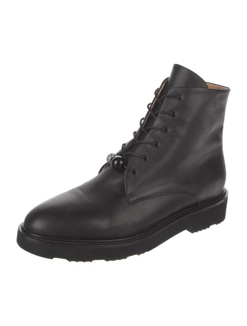 Dear Frances Leather Beaded Accents Combat Boots