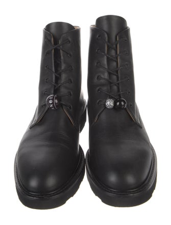 Dear Frances Leather Beaded Accents Combat Boots