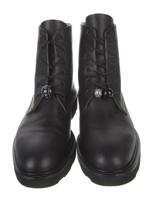 Dear Frances Leather Beaded Accents Combat Boots