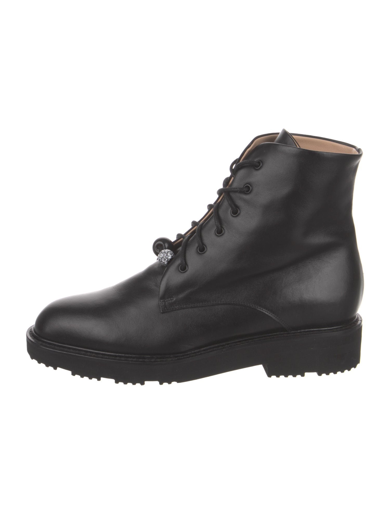 Dear Frances Leather Beaded Accents Combat Boots