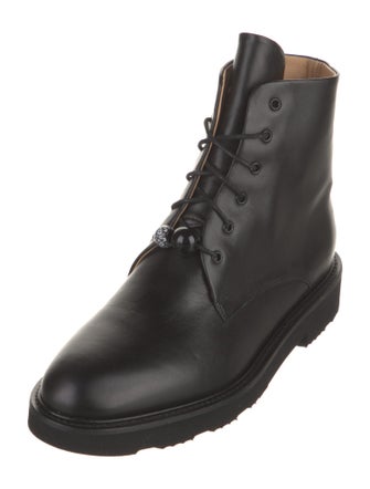 Dear Frances Leather Beaded Accents Combat Boots