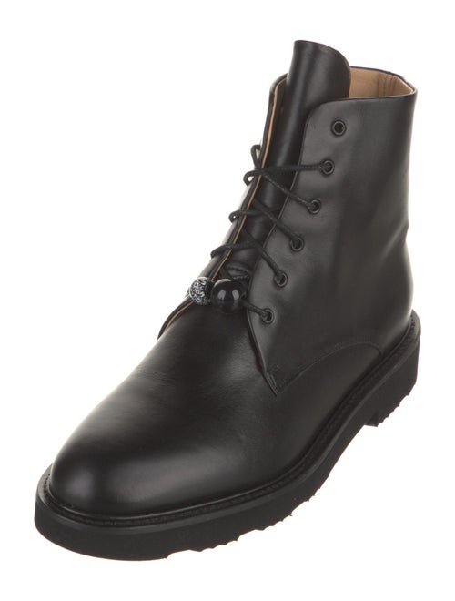 Dear Frances Leather Beaded Accents Combat Boots