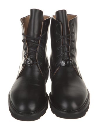 Dear Frances Leather Beaded Accents Combat Boots