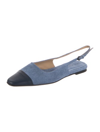 Dear Frances Denim Colorblock Pattern Slingback Flats