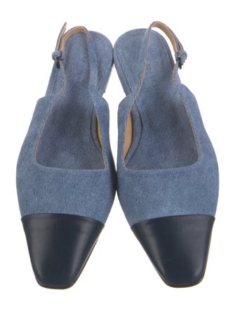 Dear Frances Denim Colorblock Pattern Slingback Flats