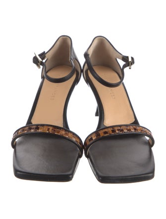 Dear Frances Leather Animal Print Sandals