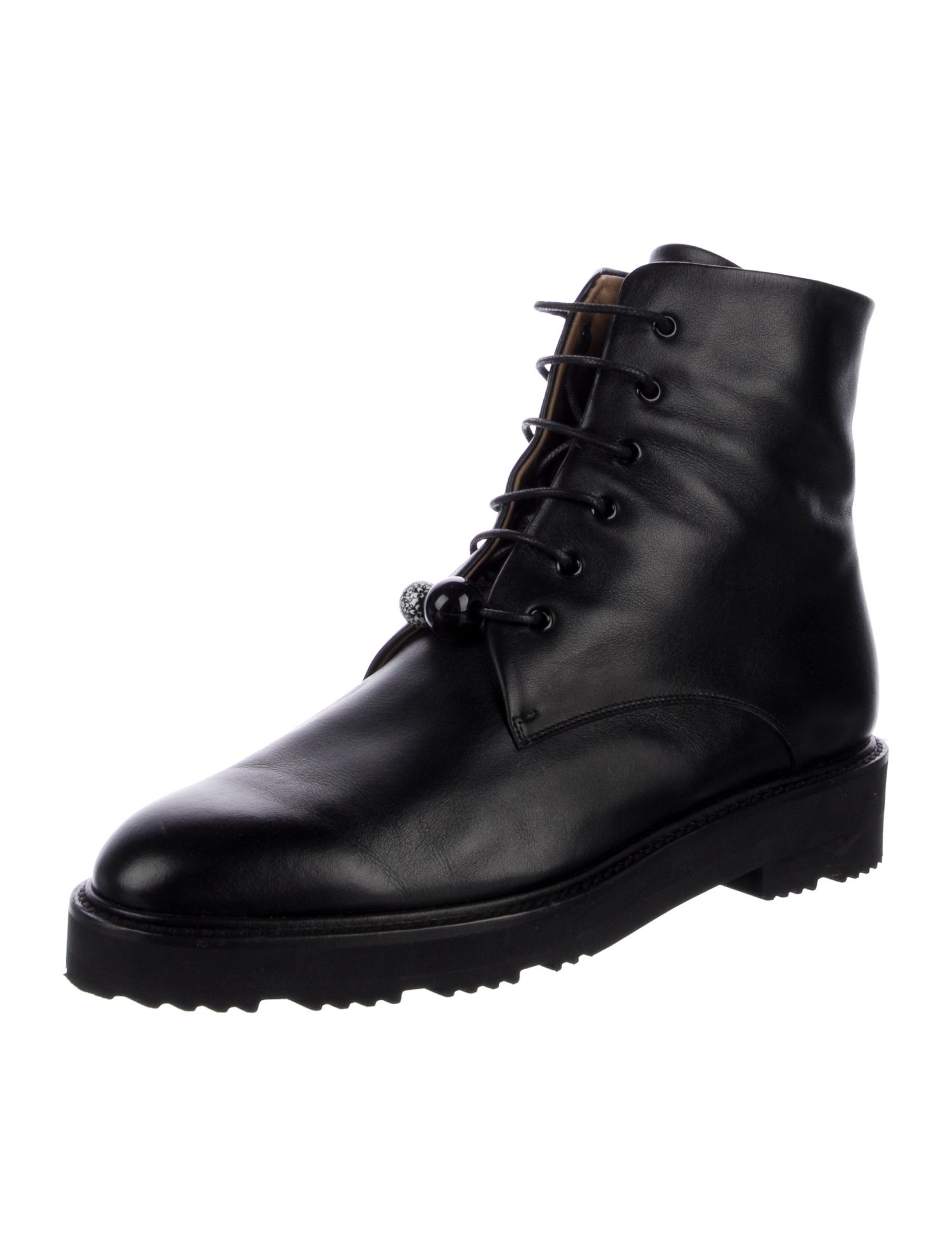 Dear Frances Leather Printed Combat Boots