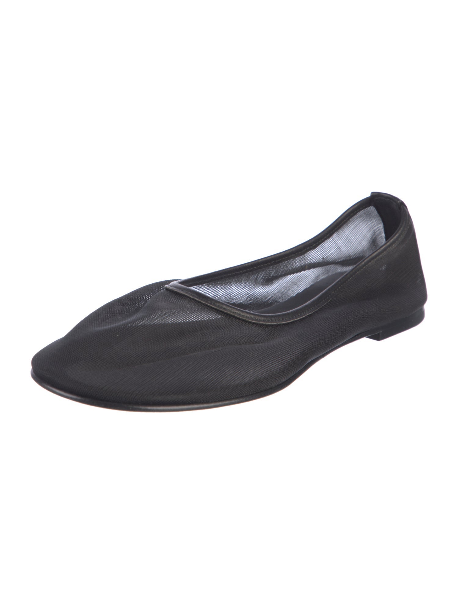 Dear Frances Mesh Leather Trim Embellishment Ballet Flats