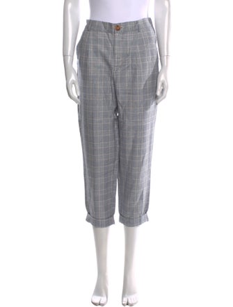 Des Petits Hauts Plaid Print Straight Leg Pants