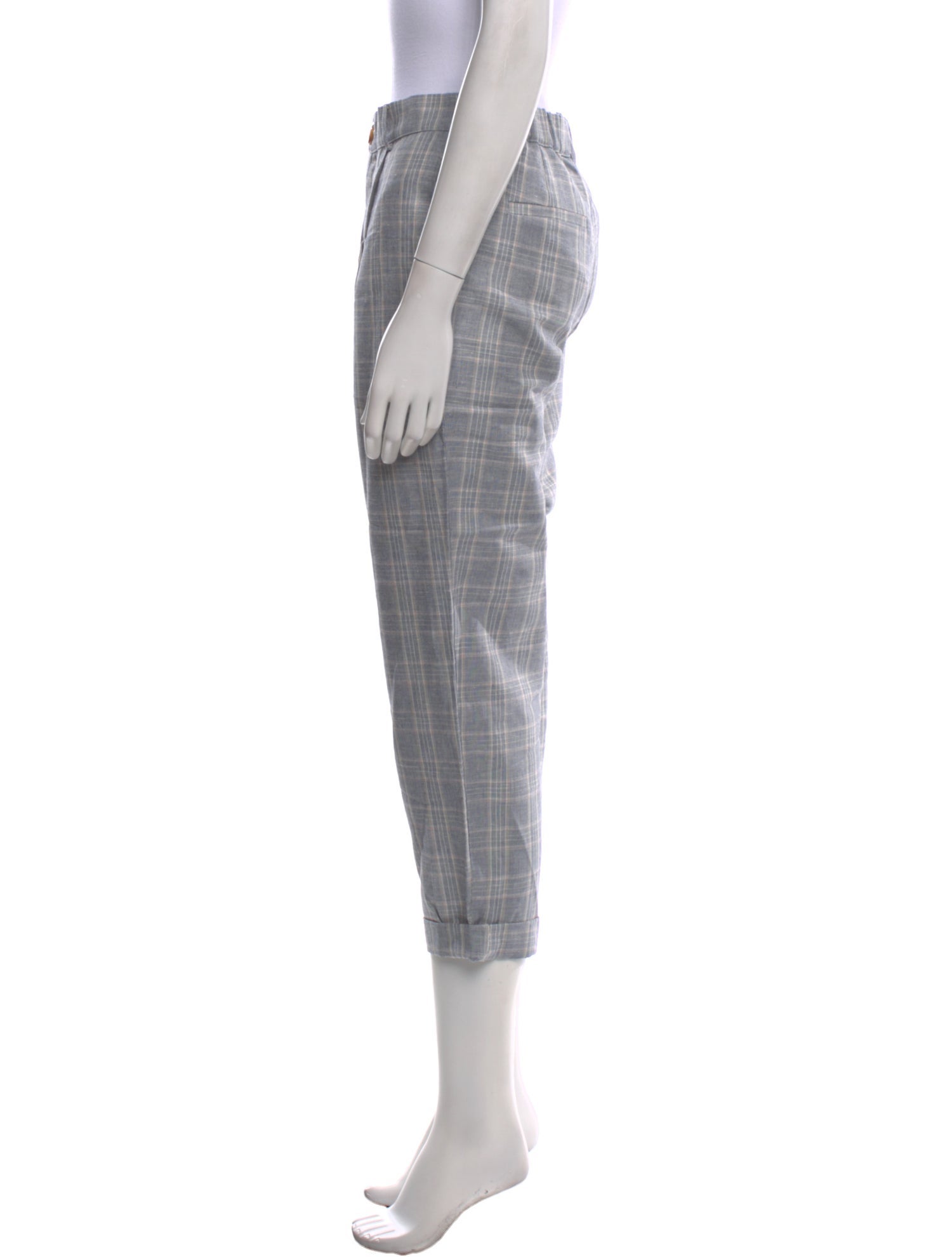 Des Petits Hauts Plaid Print Straight Leg Pants