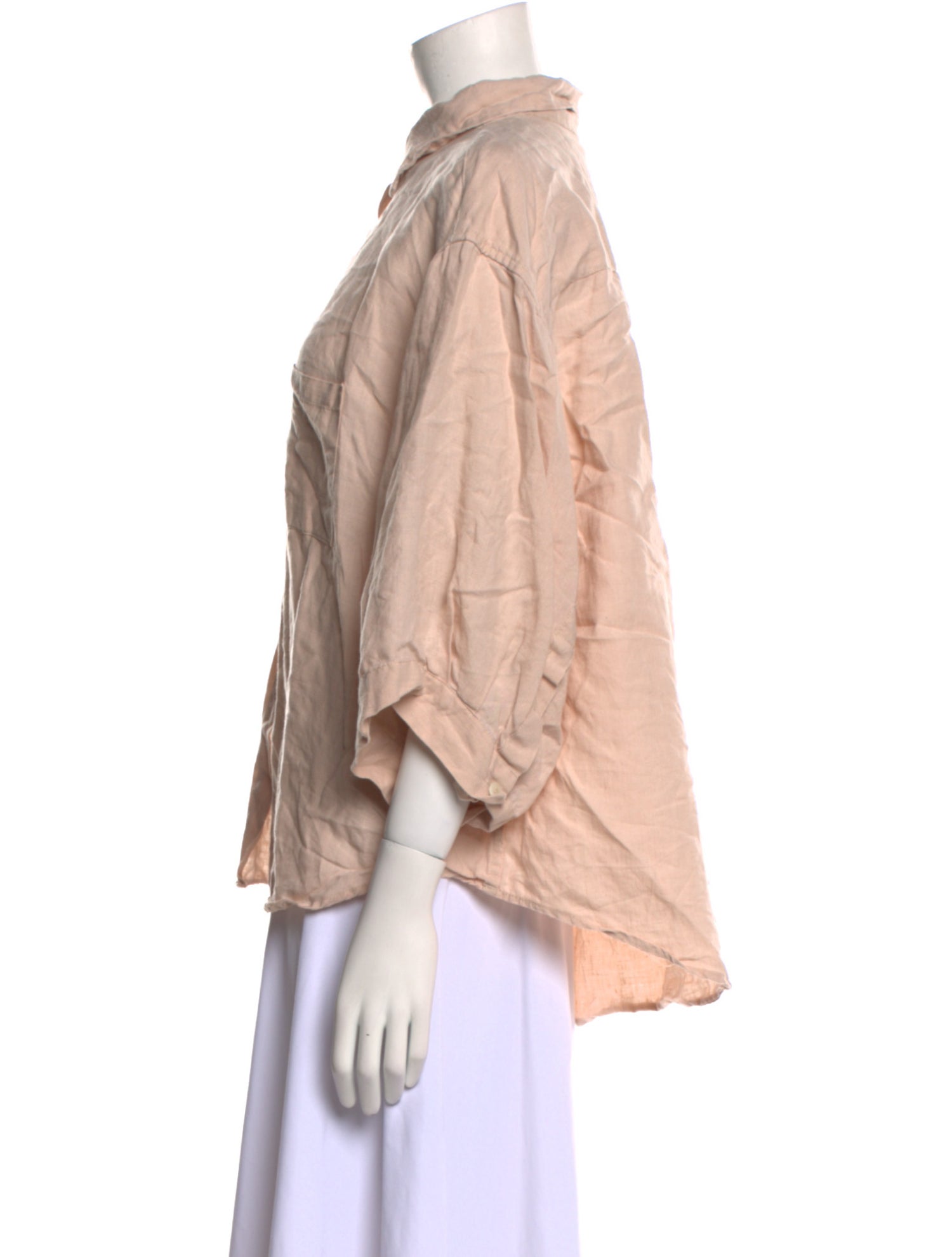 Deiji Studios Linen Three-Quarter Sleeve Button-Up Top