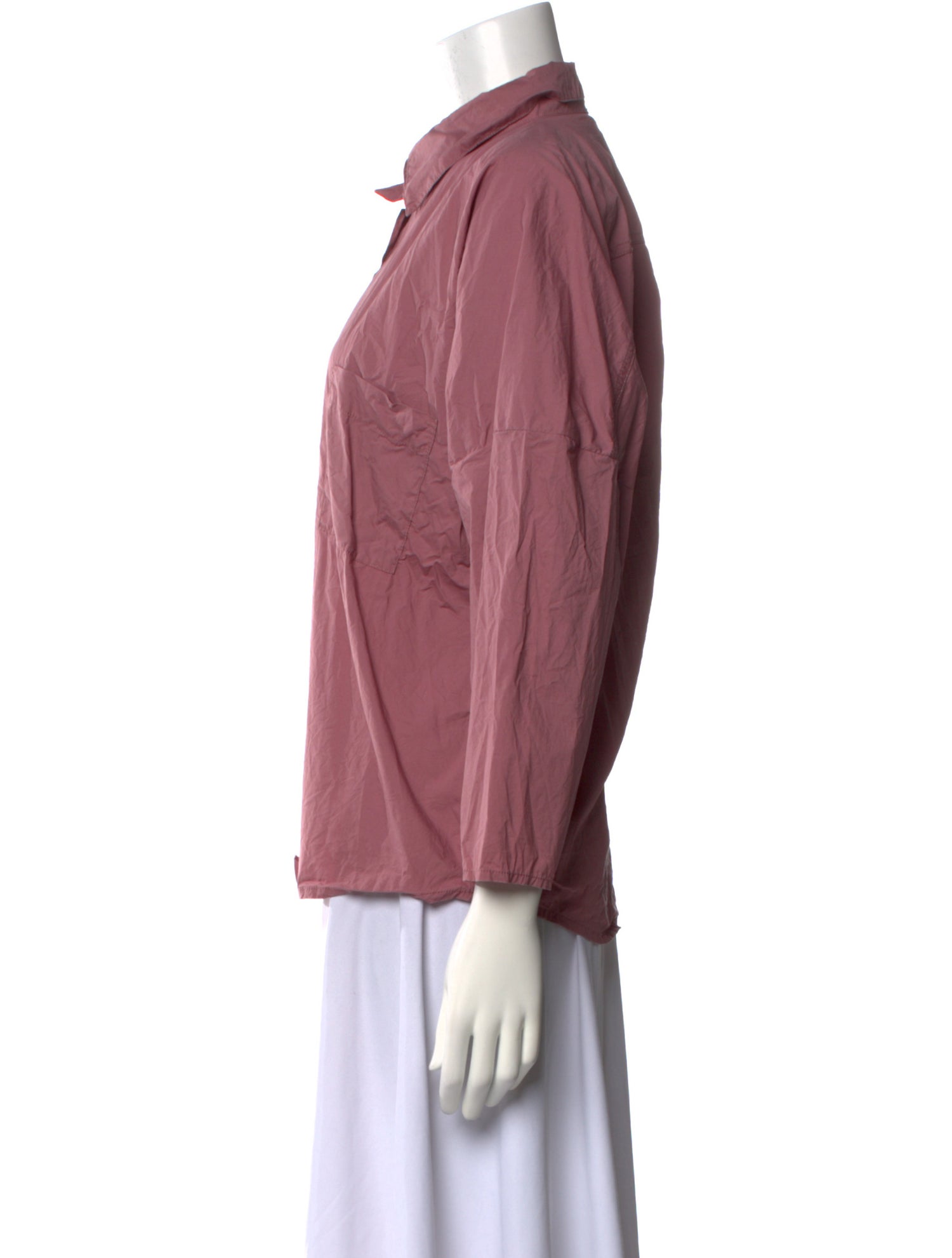 Deiji Studios Linen Mock Neck Button-Up Top