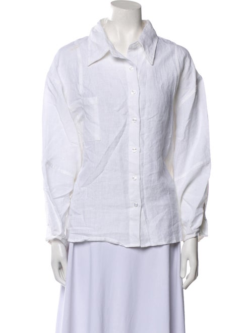 Deiji Studios Linen Three-Quarter Sleeve Button-Up Top