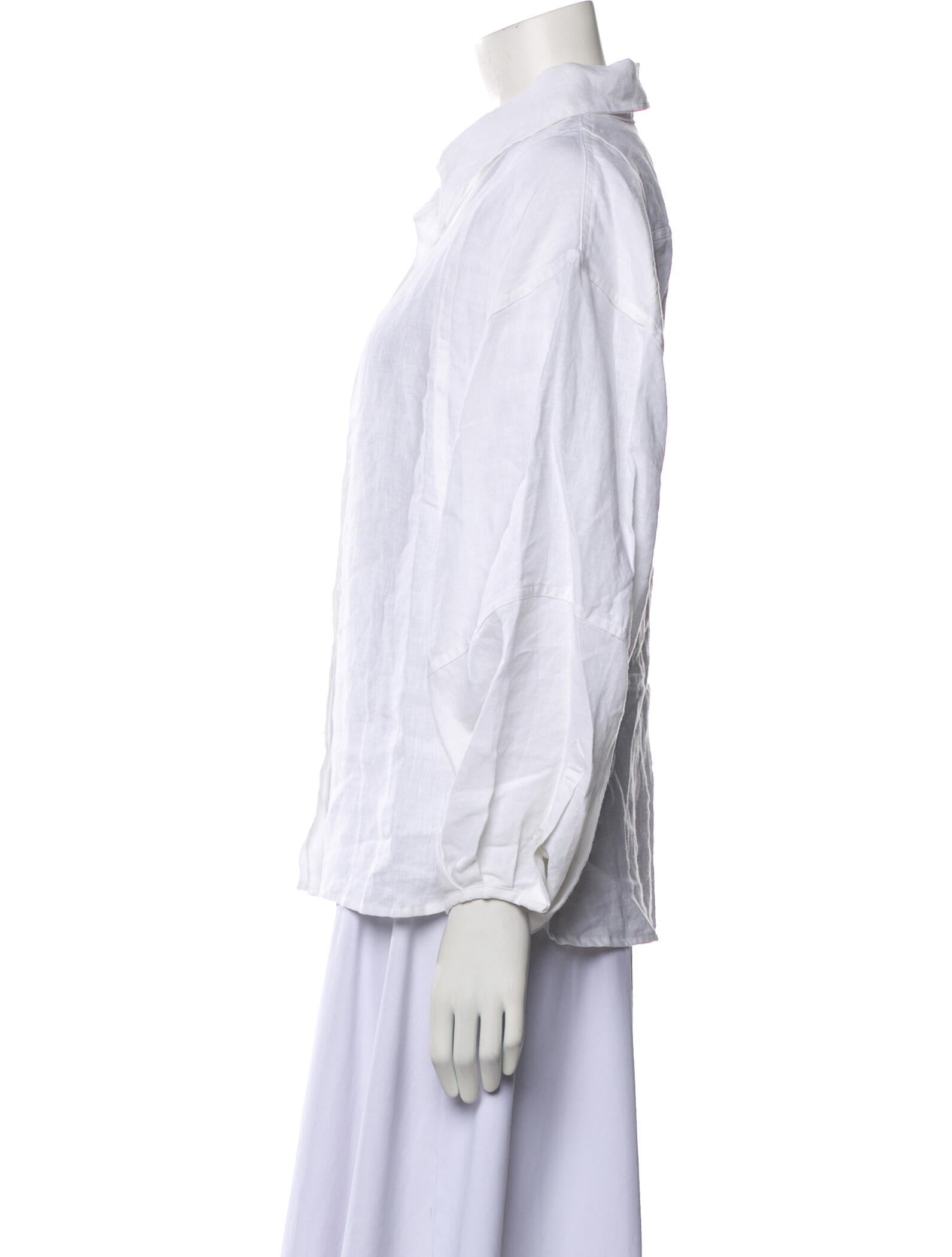 Deiji Studios Linen Three-Quarter Sleeve Button-Up Top