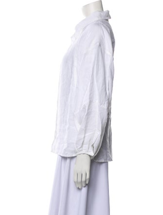 Deiji Studios Linen Three-Quarter Sleeve Button-Up Top