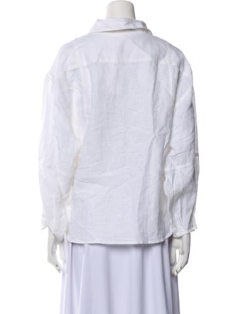 Deiji Studios Linen Three-Quarter Sleeve Button-Up Top