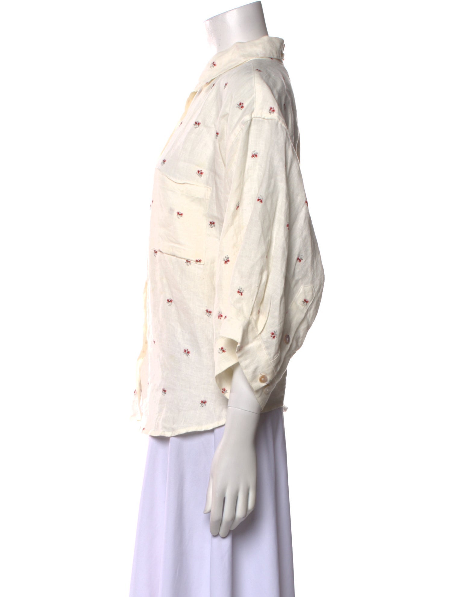Deiji Studios Linen Printed Button-Up Top