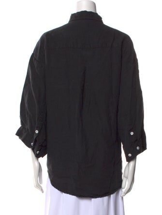 Deiji Studios Linen Three-Quarter Sleeve Button-Up Top