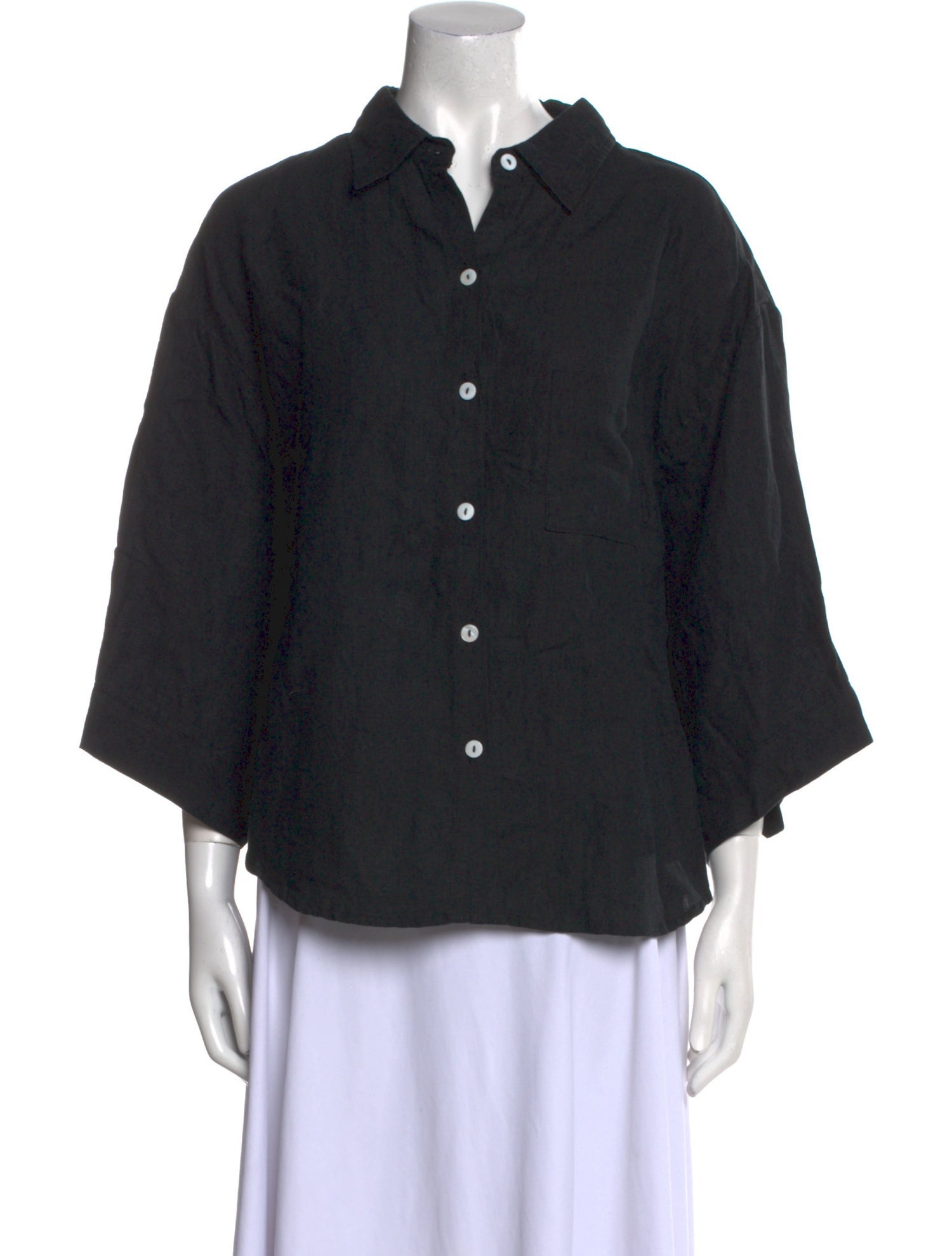 Deiji Studios Three-Quarter Sleeve Button-Up Top