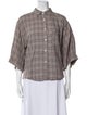 Deiji Studios Linen Plaid Print Button-Up Top