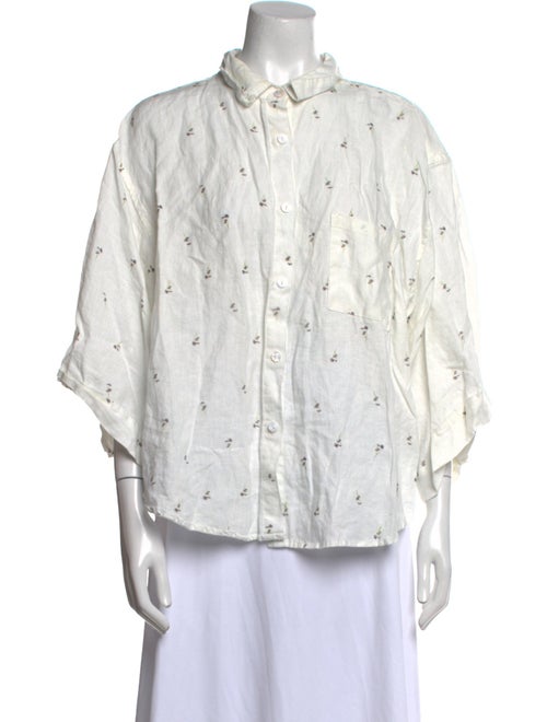 Deiji Studios Linen Printed Button-Up Top