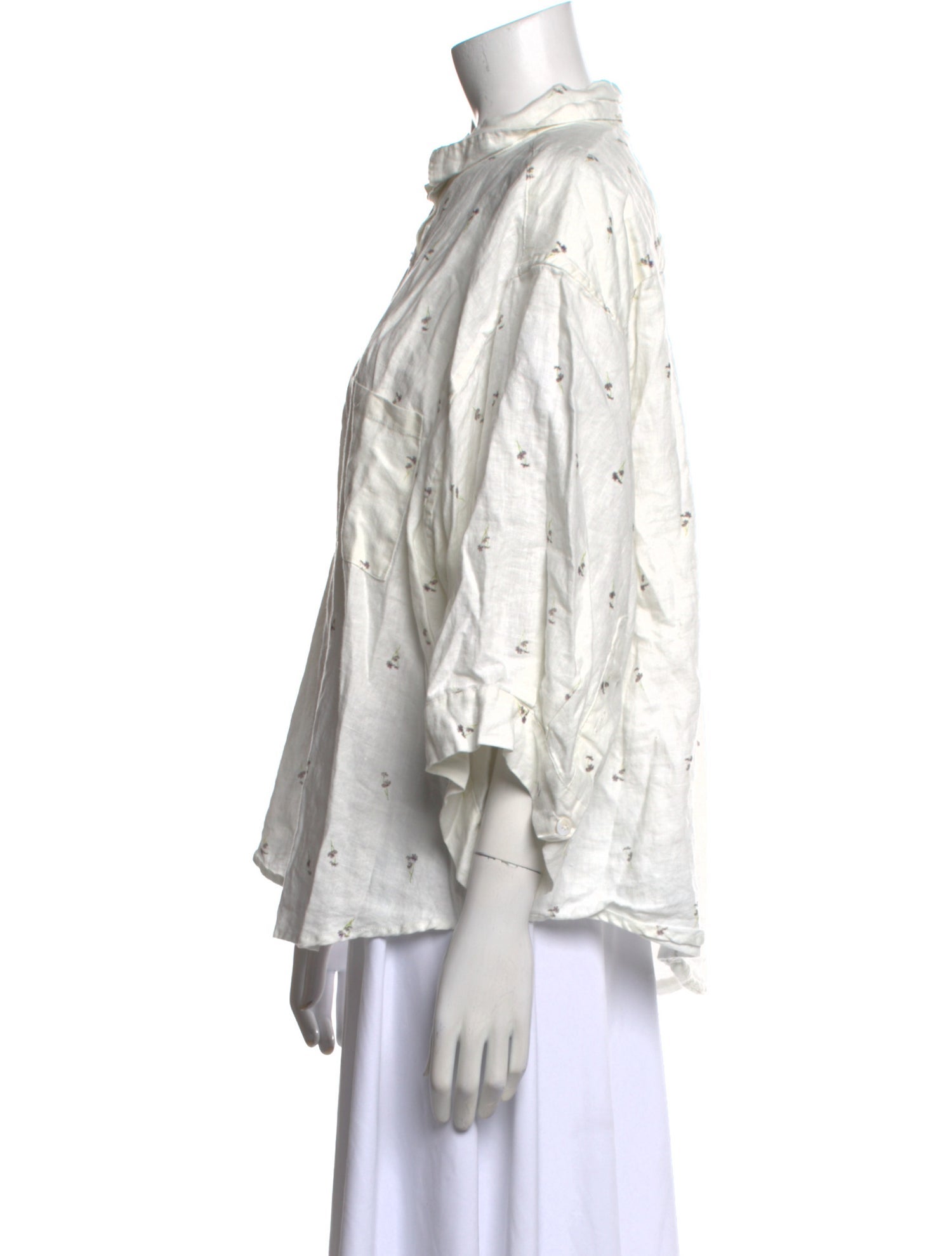 Deiji Studios Linen Printed Button-Up Top